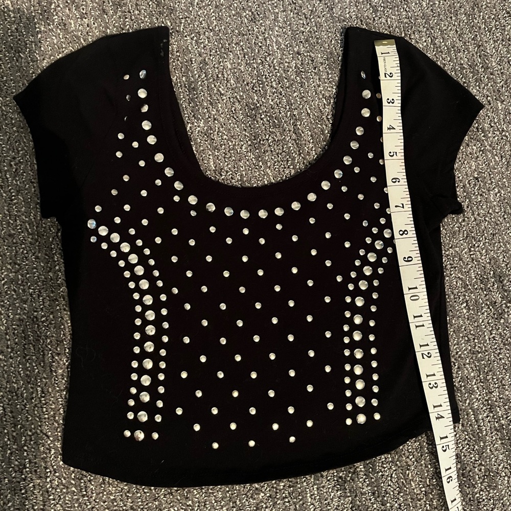 Bozzolo Black Studden Crop Top Size Medium - Picture 9 of 11